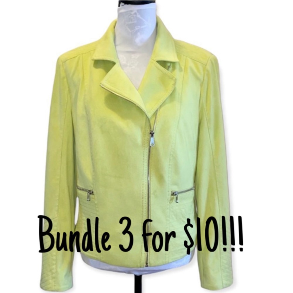 Bright yellow Gerry Weber moto jacket, size 14, GUC, buttery soft fabric